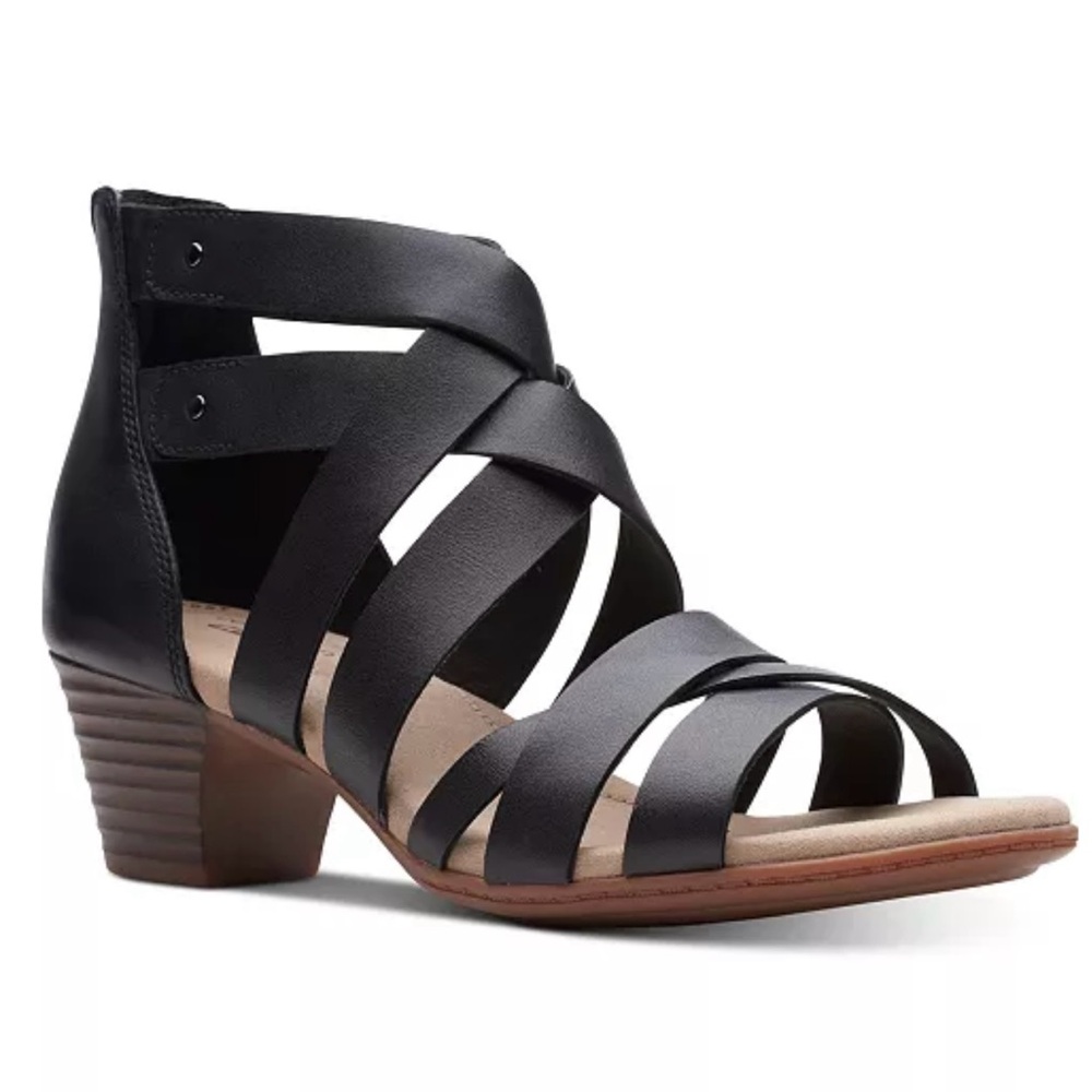 Women's Black Strappy Low Heel Sandals